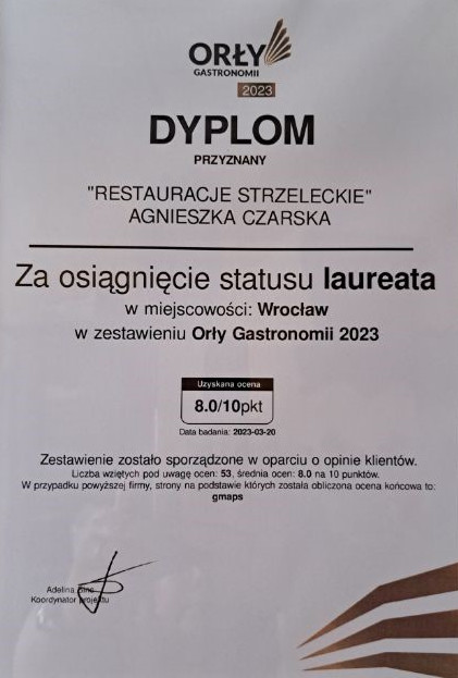 Dyplom Orly Gastronomii 2023